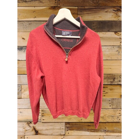 Daniel Cremieux Other - Cremieux Quarter Zip Sweater Red Heather Suede Elbow Patch Preppy Mens M